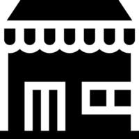 A black and white icon of a store vector