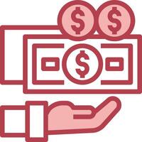 A hand holding a stack of money and a stack of coins vector