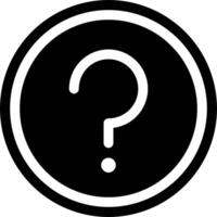 A black and white icon of a question mark vector