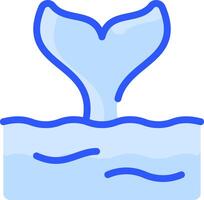 A whale tail in the water with a blue outline vector