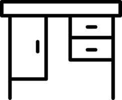 A black and white drawing of a desk vector