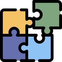 A puzzle piece with four pieces in different colors vector