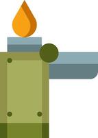 A green and orange lamp with a flame vector