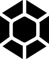 A black and white logo of a hexagon vector