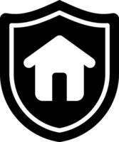 A black and white shield with a house inside vector