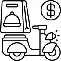 A scooter with a box and a dollar sign vector