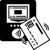 An atm machine with a card and a phone vector