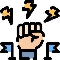 A fist with lightning bolts around it vector