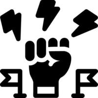 A black and white image of a fist with lightning bolts vector
