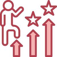 A man is climbing up an arrow with stars above him vector
