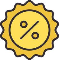 A yellow and black icon with a percentage sign vector