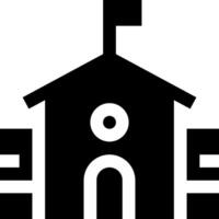 A black and white school house with a flag on top vector