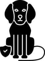 A black and white dog with a shield vector