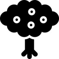 A black and white illustration of a tree with eyes vector