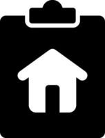 A black and white house icon on a clipboard vector