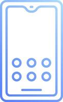 A phone with a blue background and a white square vector