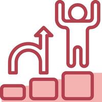 A man is standing on a block with an arrow pointing up vector