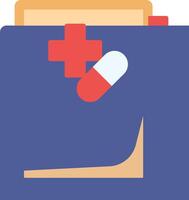 A blue folder with a pill and a cross on it vector