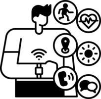 A man with a smart watch and a heart rate monitor vector