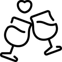 Two wine glasses with hearts on them vector