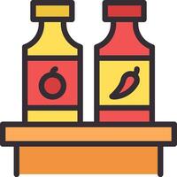 Two bottles of hot sauce on a shelf vector