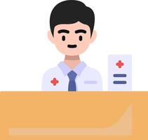 A doctor is sitting at a desk with a clipboard vector