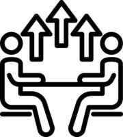 Two people sitting at a table with arrows pointing up vector