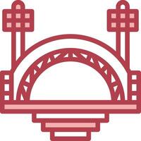 A red and white icon of a bridge vector