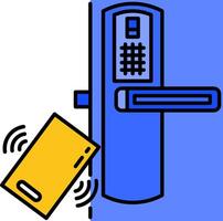 A door with a card reader and a keypad vector