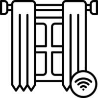 A wifi icon with a window and curtains vector