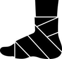 A black and white illustration of a foot with bandages vector
