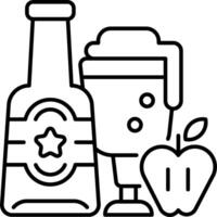 A black and white image of a drink and apple vector