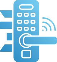 A blue door lock with a keypad and a key vector