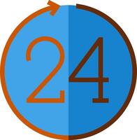 A blue and orange circle with the number 24 in it vector