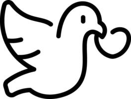 A black and white drawing of a dove with a heart vector