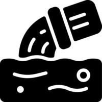 A black and white icon of a pipe coming out of a bucket vector