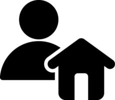 A black silhouette of a person holding a house and a person with a house icon vector