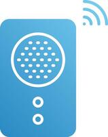 A microphone icon with a blue background vector
