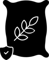 A black and white illustration of a leaf and a shield vector