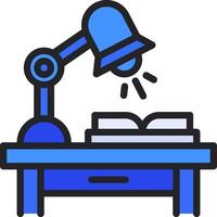 A blue lamp on a desk with books vector
