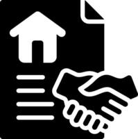 A handshake icon with a house and a house vector