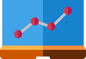 A graph chart on a table with a red line vector