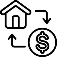 A house and dollar sign are connected to each other vector