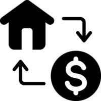 A house and dollar sign are shown with arrows pointing to them vector