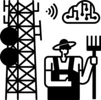 A man with a pitchfork and a cell tower vector