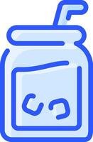 A jar with a straw and a glass vector