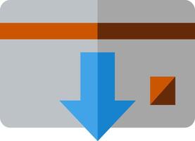 A flat icon with an arrow pointing down vector
