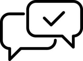 Two speech bubbles with a tick mark vector