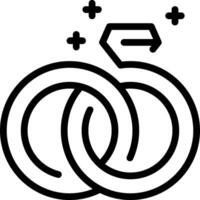 An icon of two rings with arrows pointing to them vector