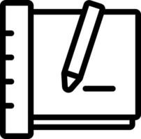 A black and white image of a notebook and pen vector
